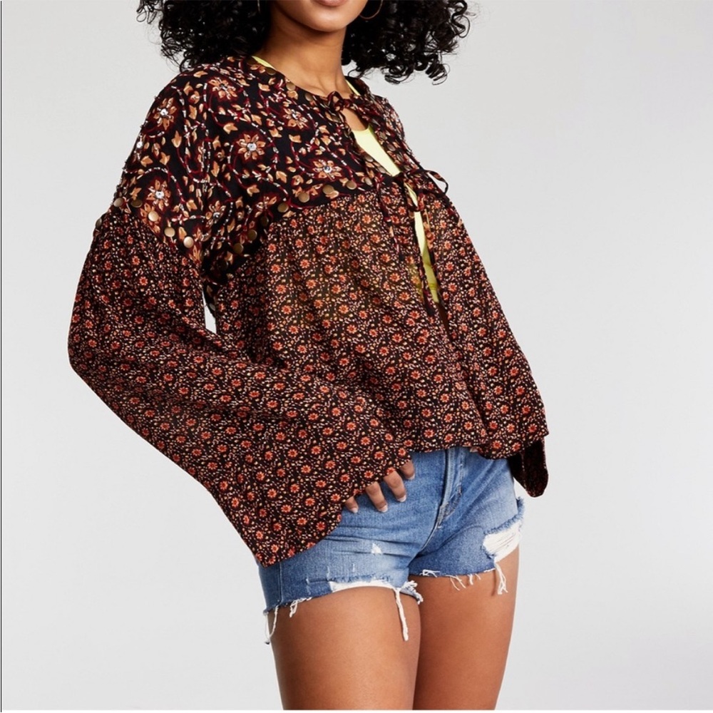 Free People Malia embellished babydoll jacket